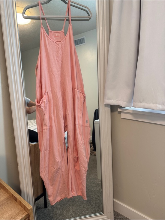 free people movement Pants - FP Movement by Free People Coral-Pink Relaxed Wide-Leg Jumpsuit